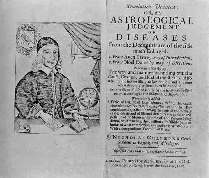 「第52図 ニコラス・カルペパーの占星術書の扉(1658)」のキャプション付きの図