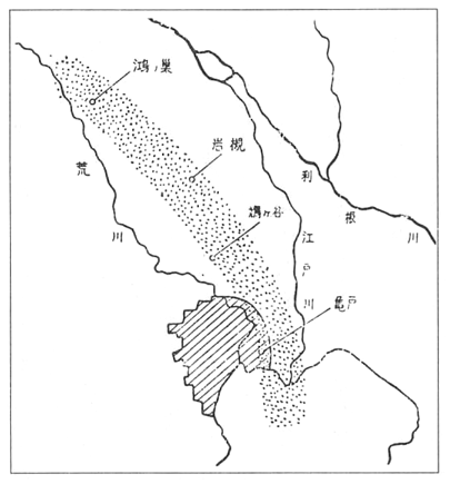 「東京東部を通る地震帯」のキャプション付きの図