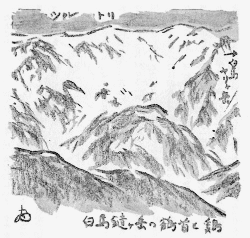 白馬鑓ガ岳の鶴首と鶏の挿図