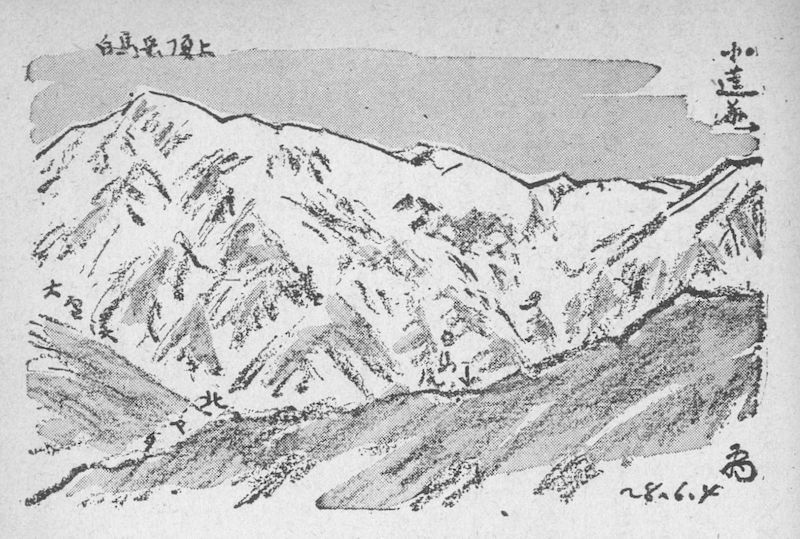 「白馬岳の代馬――北城村四谷より」のキャプション付きの図