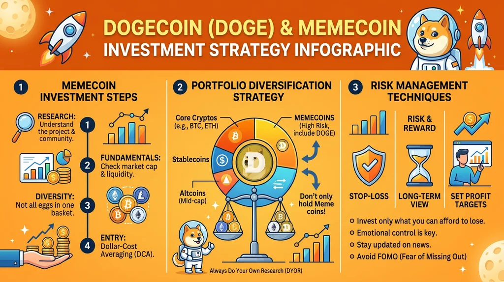 밈코인 도지코인 투자 전략 리스크 관리 인포그래픽 도지코인 DOGE 2026 전망