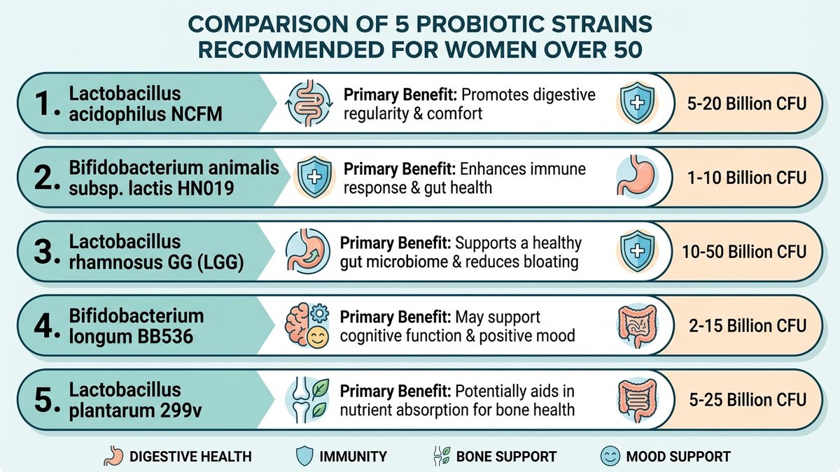 best probiotics for women over 50 infographic 2026