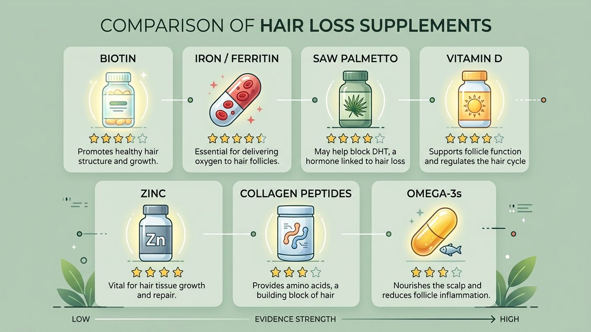 hair loss supplements that work infographic 2026