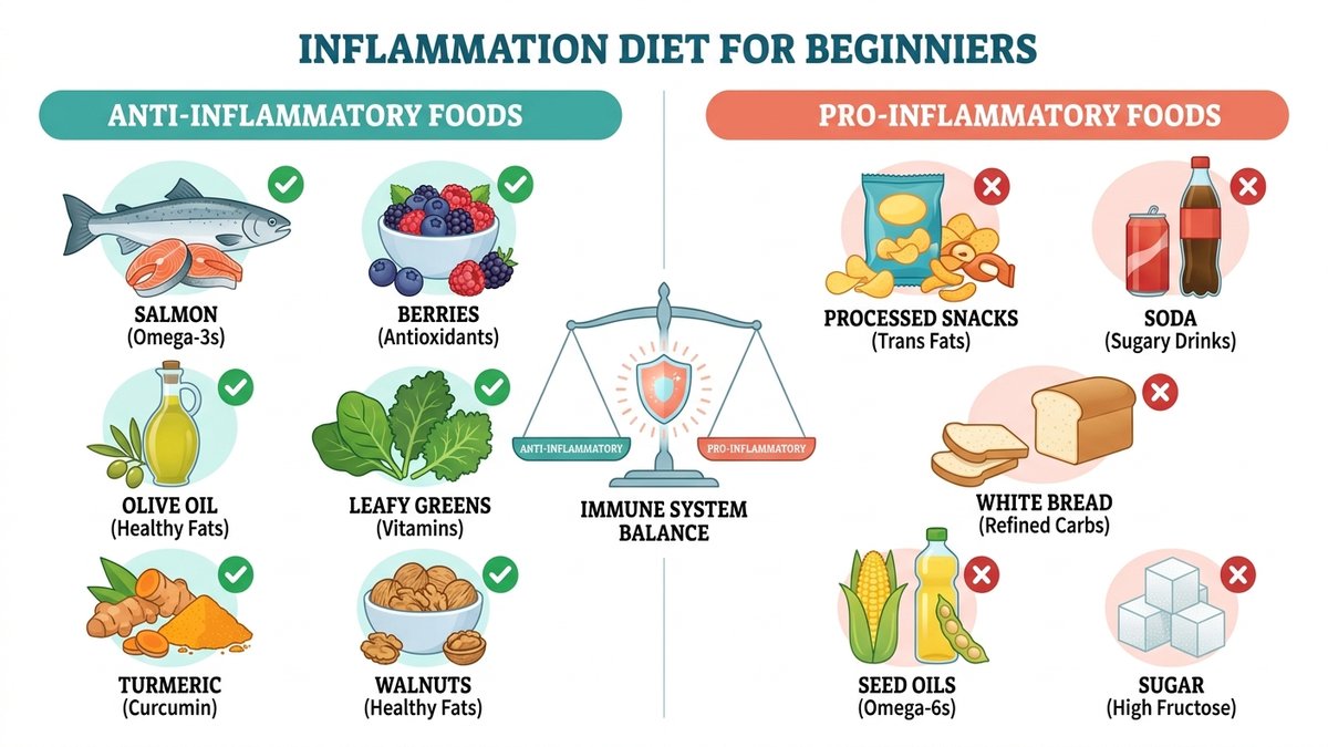 inflammation diet for beginners infographic 2026