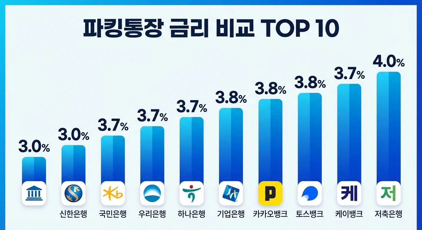 파킹통장 금리 비교 2026 TOP 10 — 지금 바로 갈아타야 할 최고 금리 계좌 1 파킹통장 금리 비교 2026 TOP 10 인포그래픽