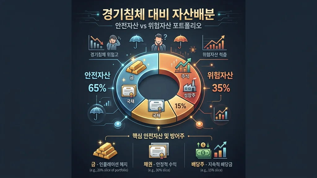 경기침체 대비 재테크 전략 2026: 불황에 돈 버는 5가지 자산배분법 2 불황기 자산배분 전략 금 채권 배당주 포트폴리오 차트