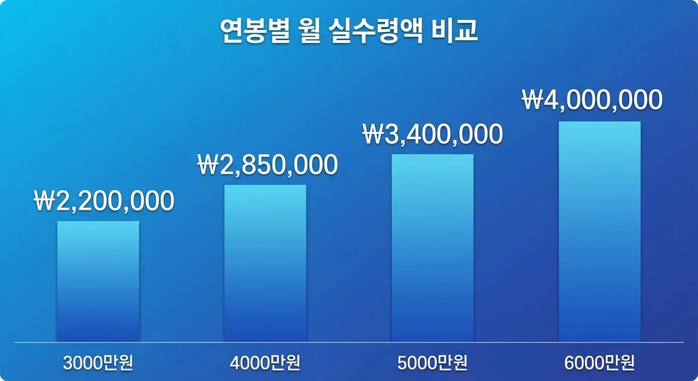 연봉 실수령액 계산기 2026 — 내 월급 진짜 얼마 받나? (4대보험+세금 완벽 계산) 2 연봉별 월 실수령액 비교 2026