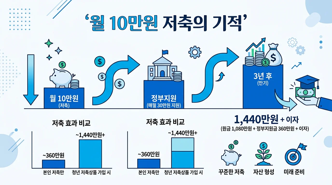 청년내일저축계좌 정부지원금 수령액 계산 비교