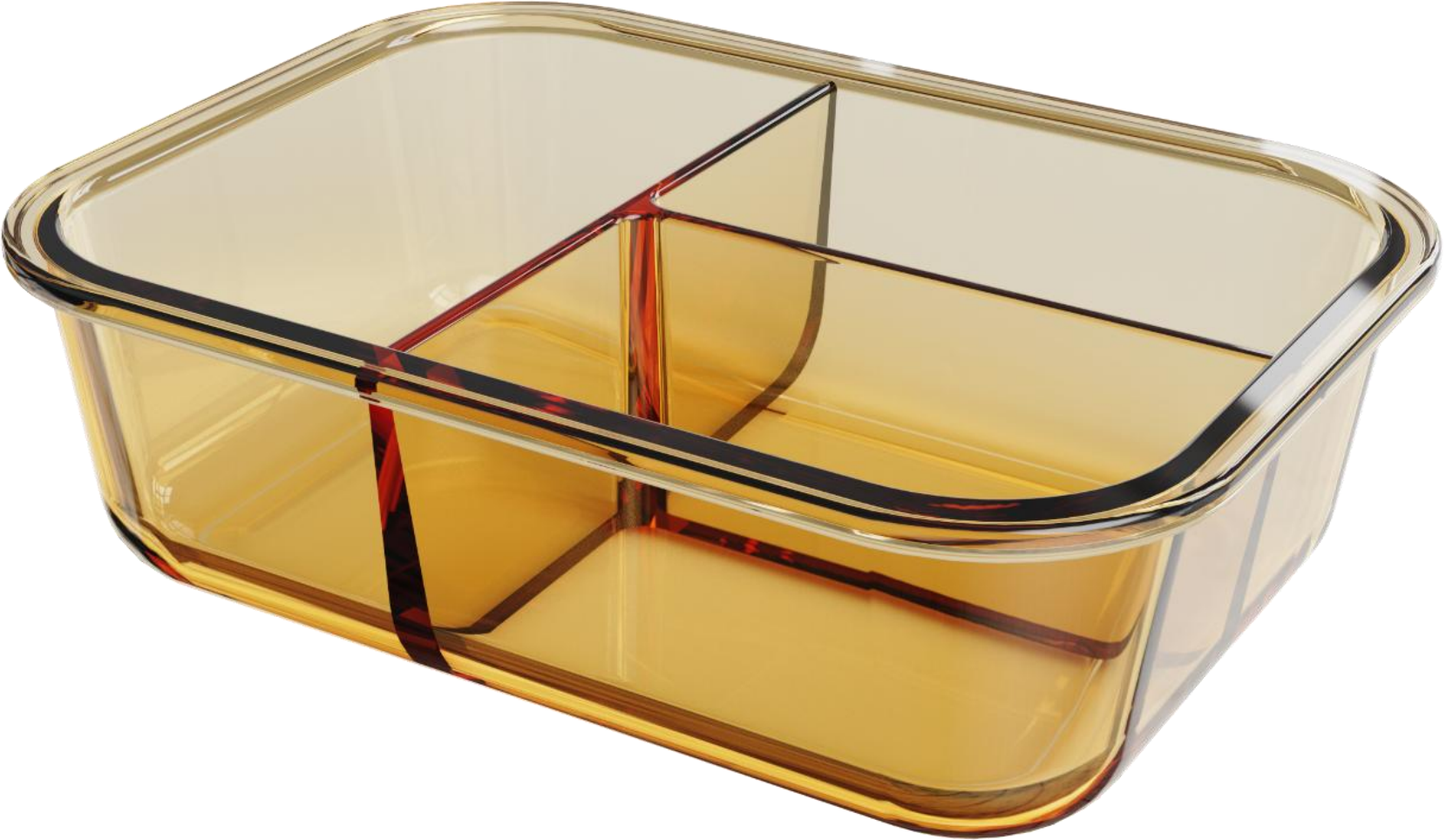 Rectangular Glass Food Container (3 Compartments)