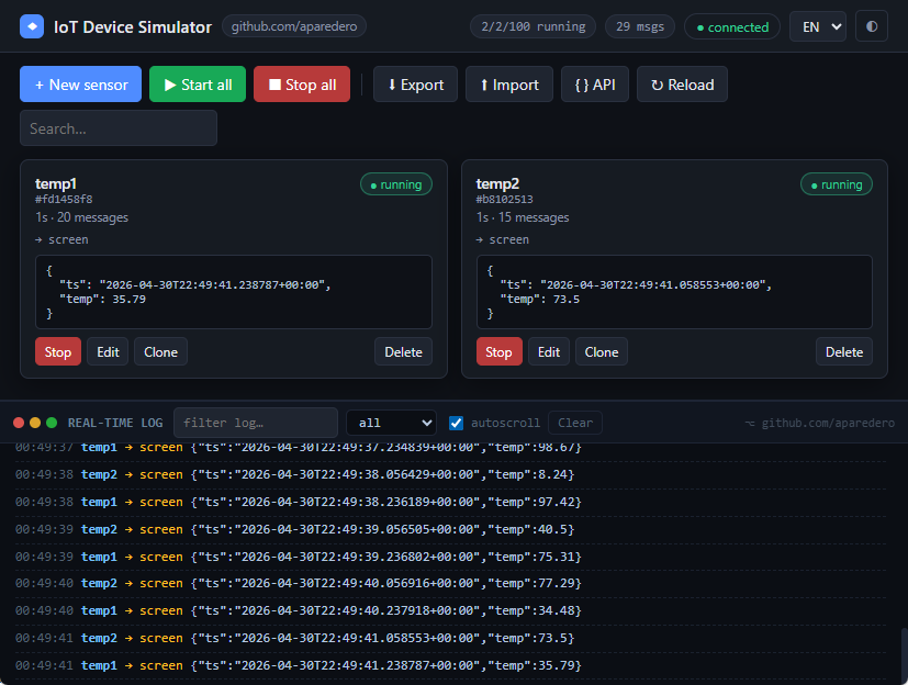 IoT Device Simulator UI