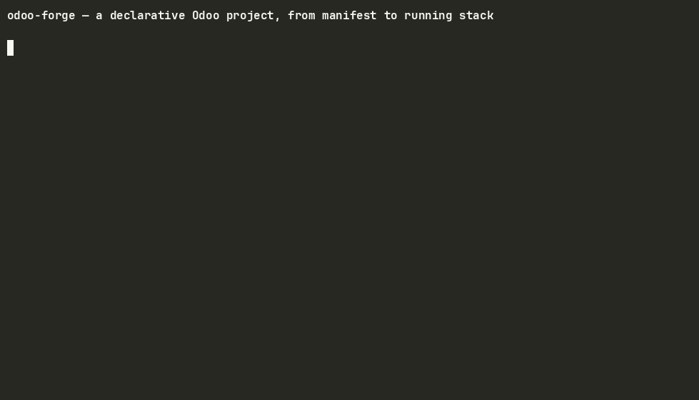 forge validate, project and run bringing up a local Odoo stack
