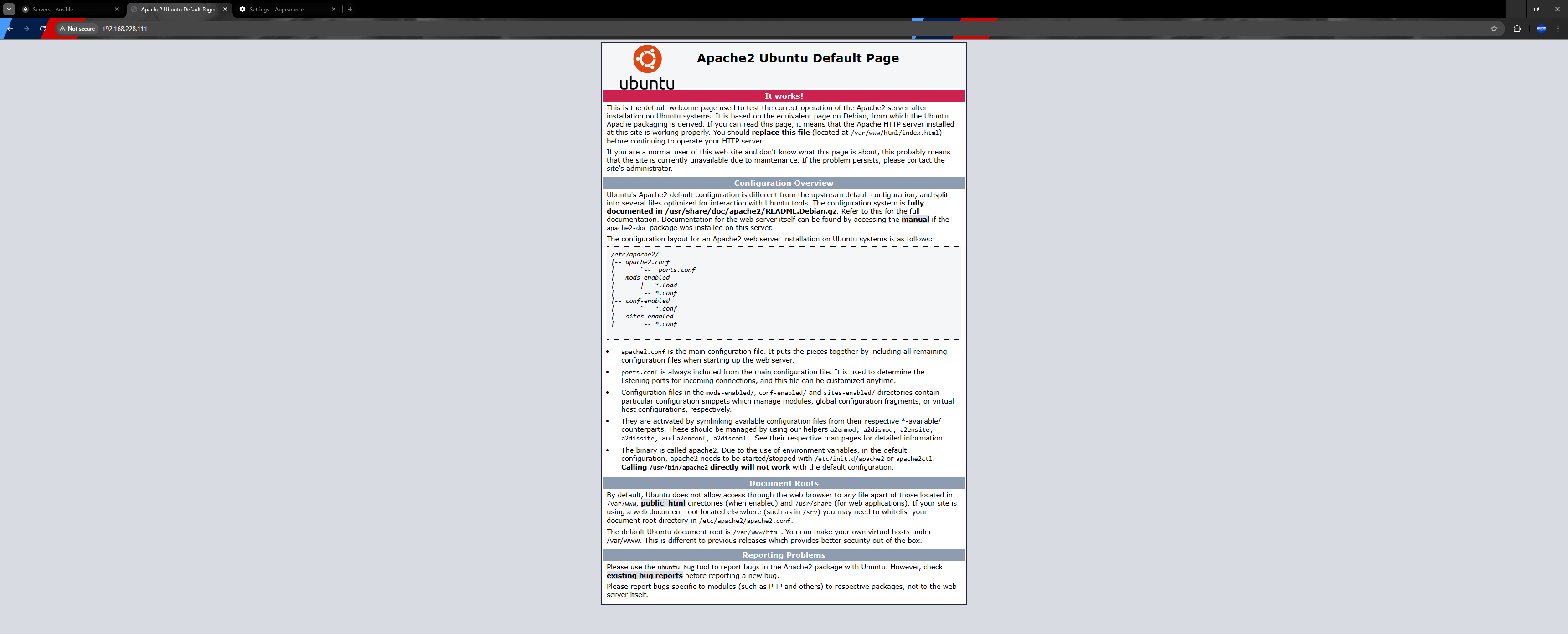 Ansible configuration management
