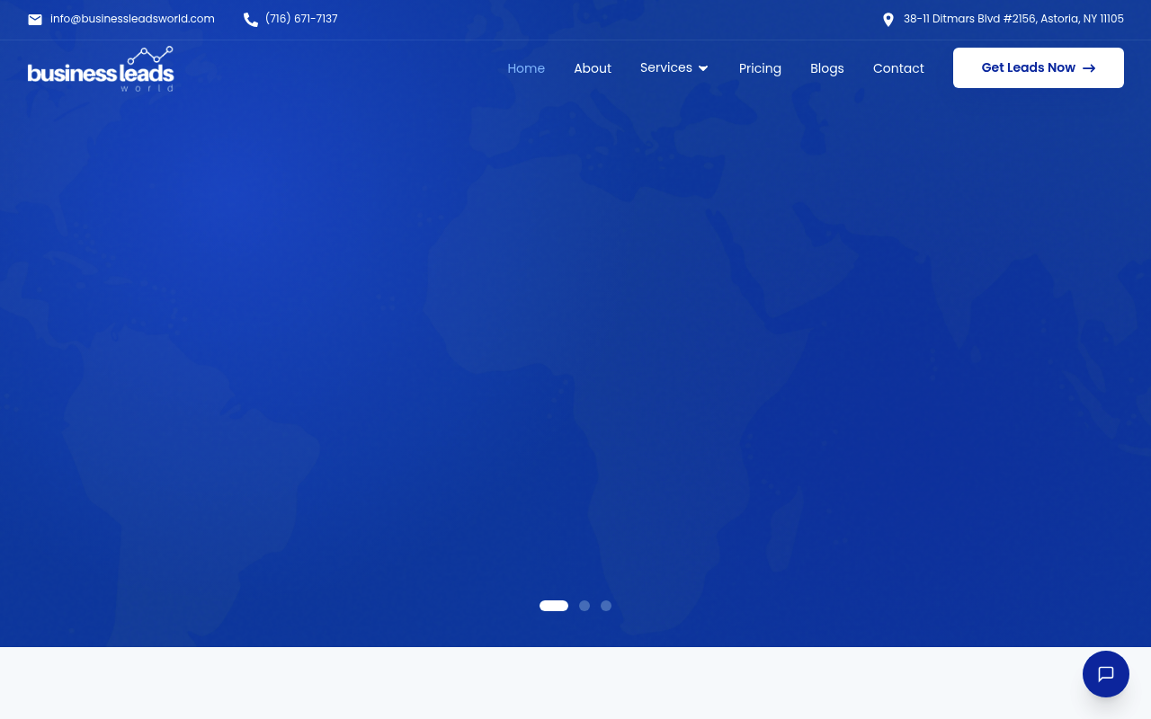 Business Leads World website screenshot
