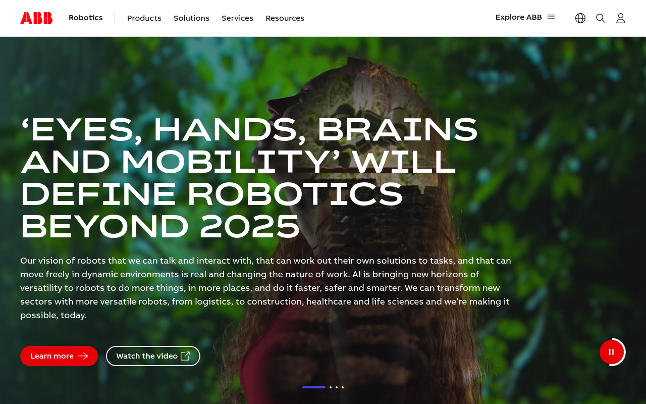 ABB Robotics website screenshot