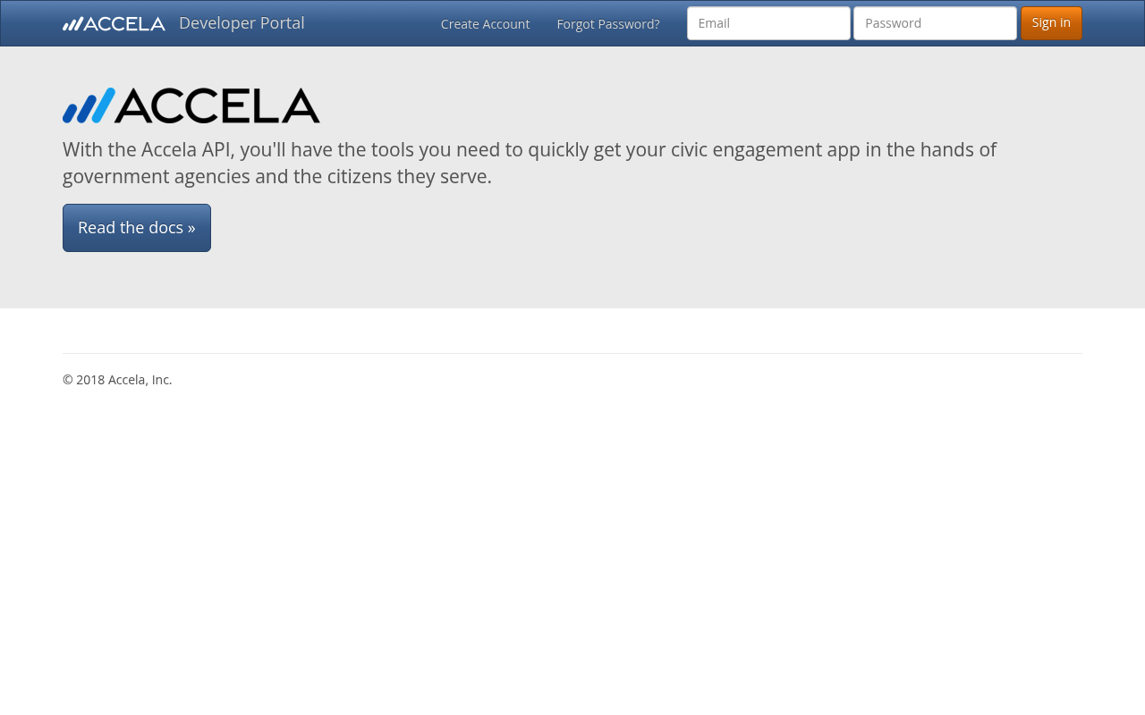 Accela website screenshot