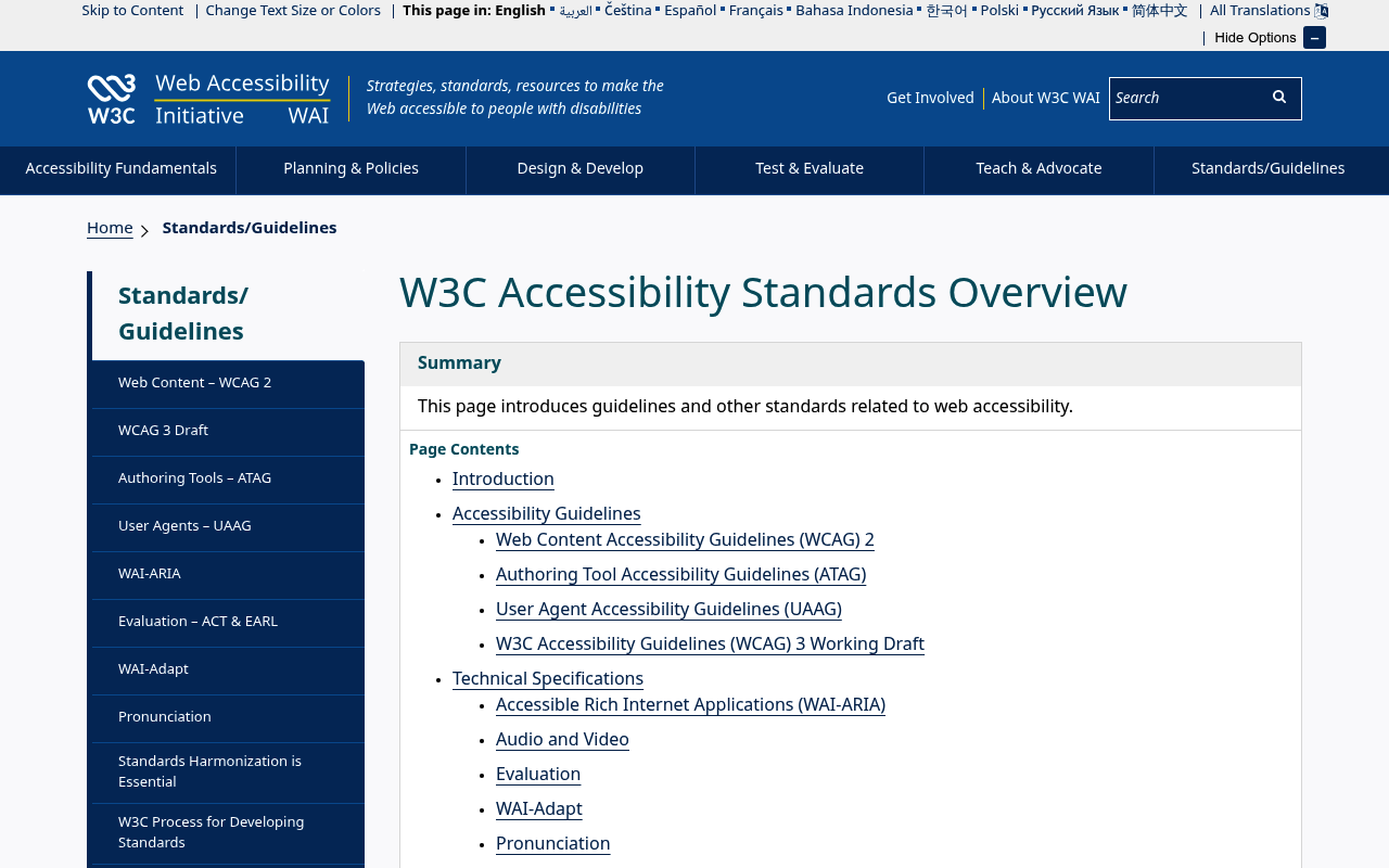 Accessibility Standards website screenshot