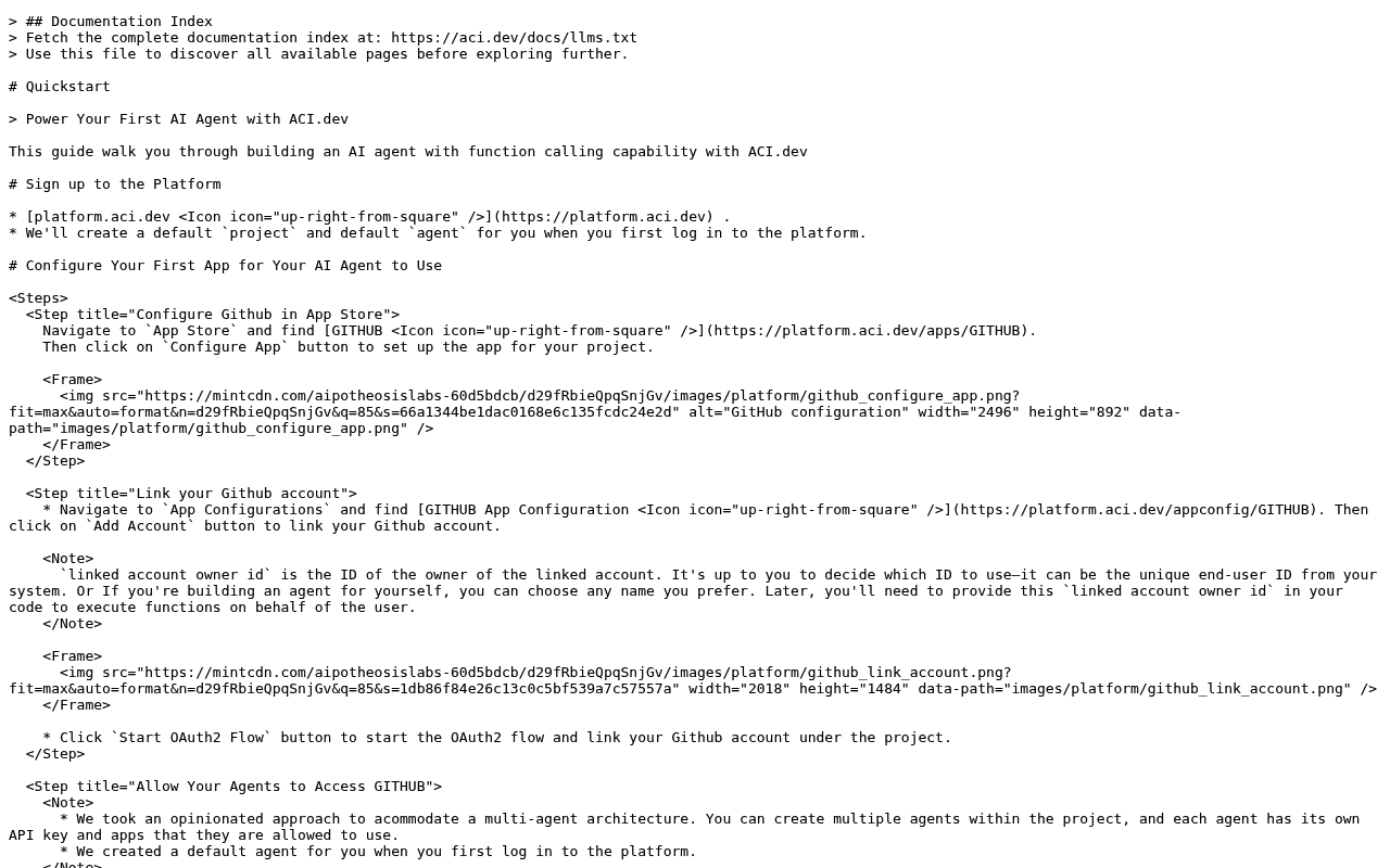 ACI.dev website screenshot