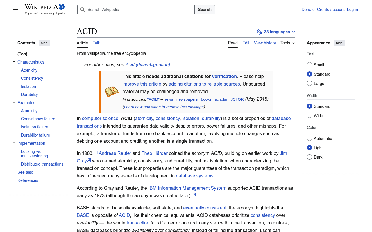 ACID website screenshot