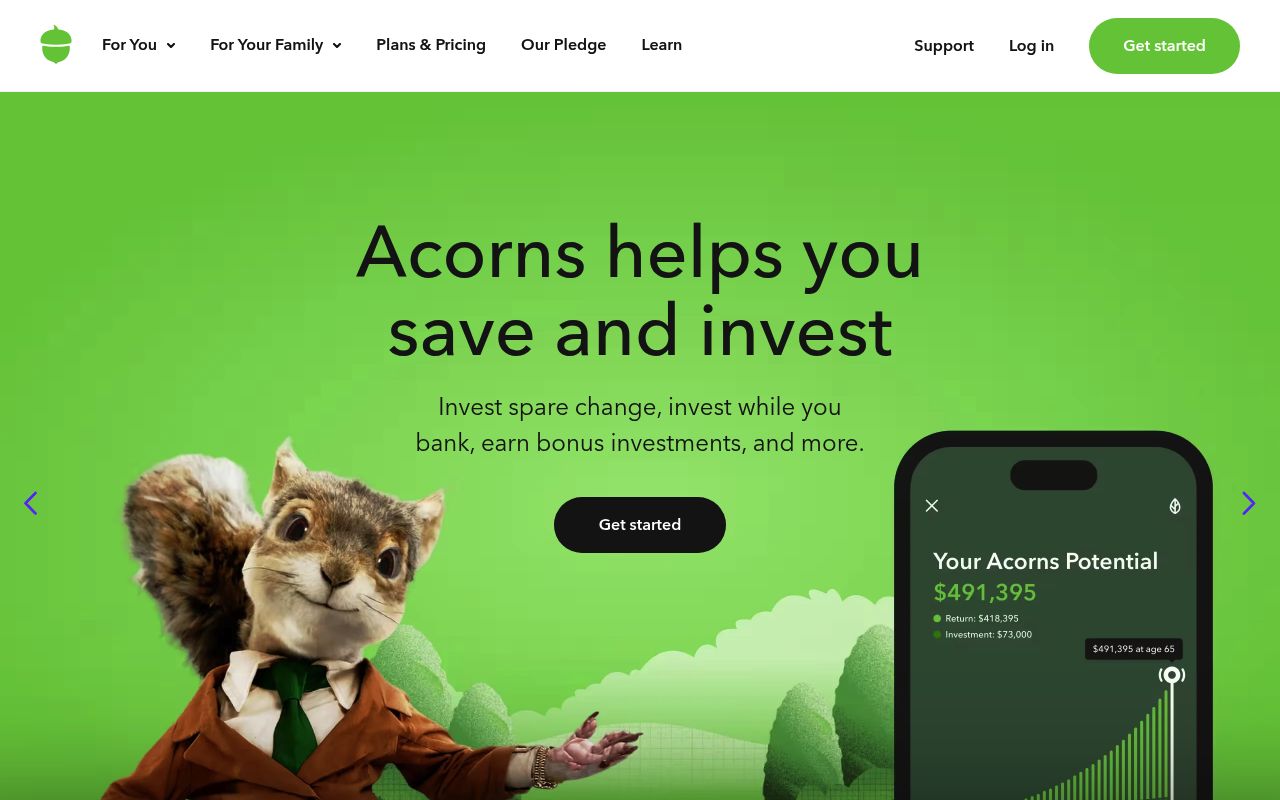 Acorns website screenshot