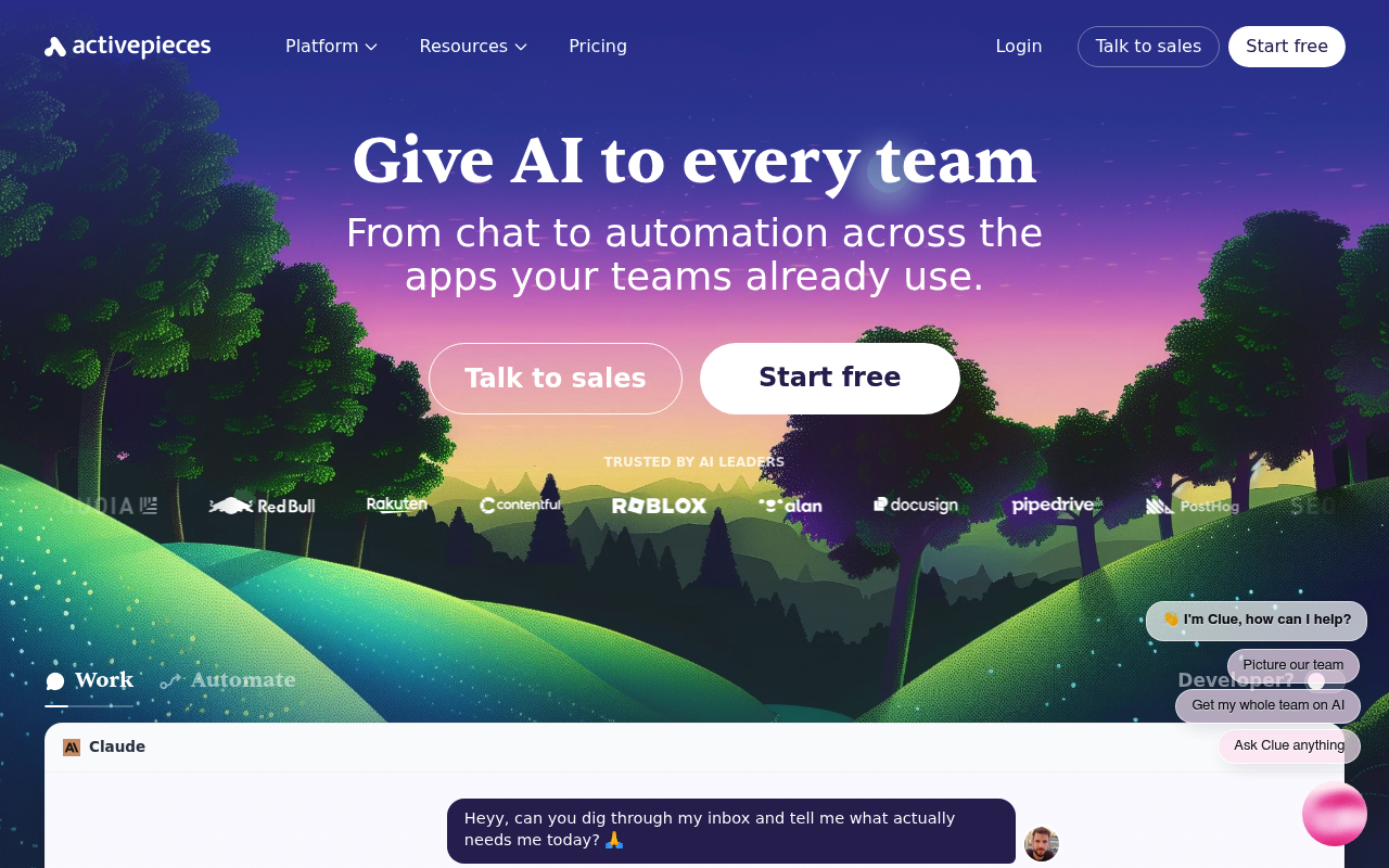 Activepieces website screenshot