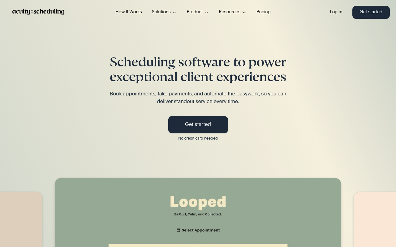 Acuity Scheduling website screenshot