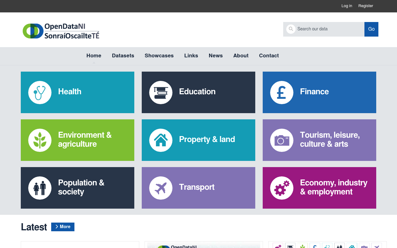 OpenDataNI (Northern Ireland) website screenshot