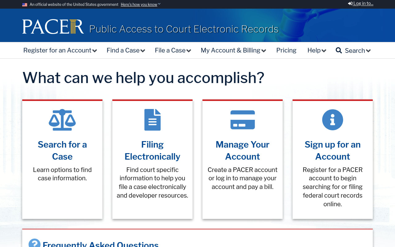 Administrative Office of the U.S. Courts website screenshot