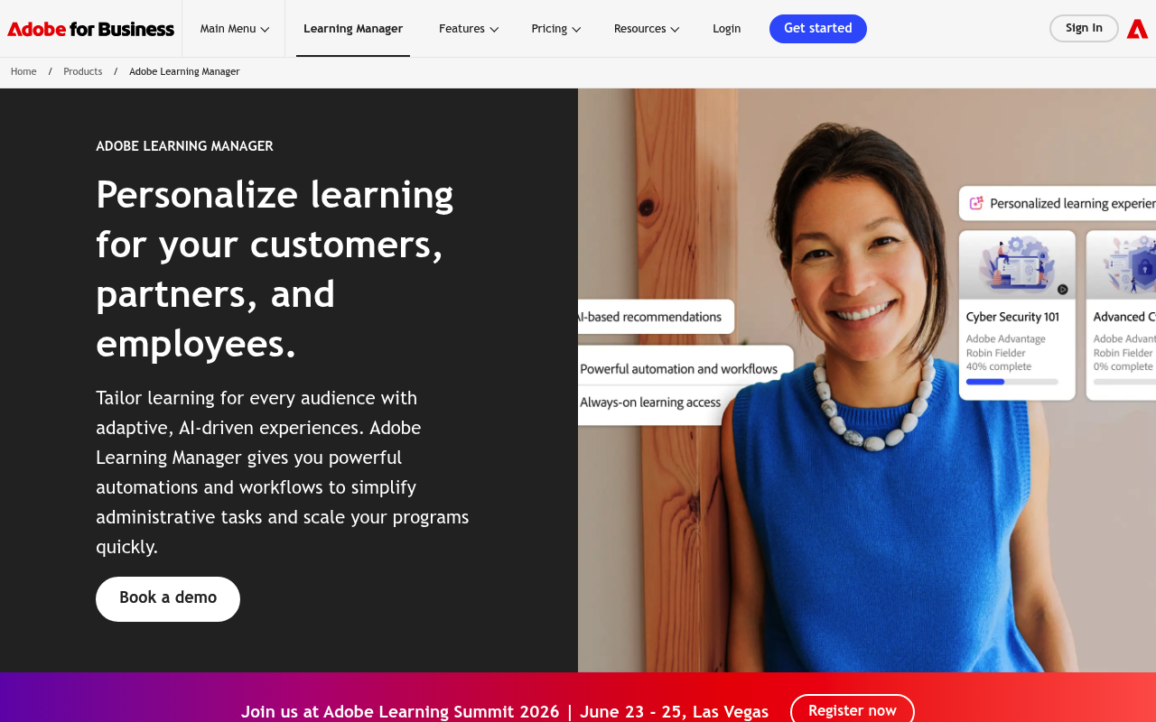Adobe Captivate website screenshot