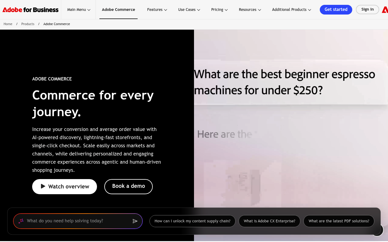 Adobe Commerce website screenshot