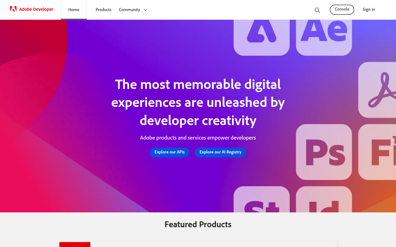 Adobe Suite website screenshot