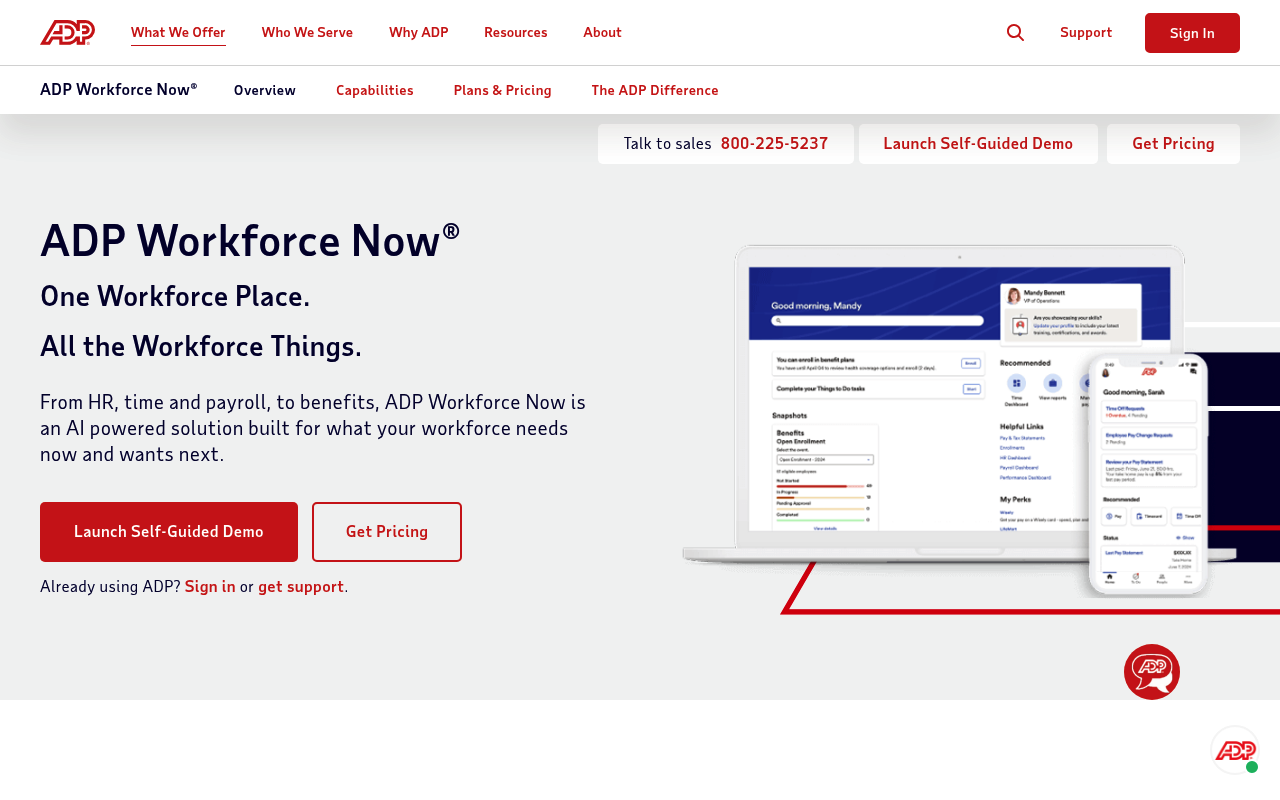 ADP Workforce Now website screenshot