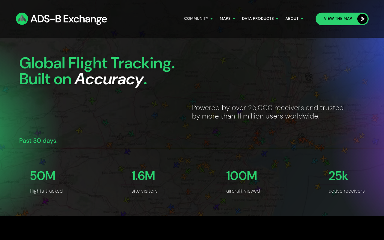 ADS-B Exchange website screenshot