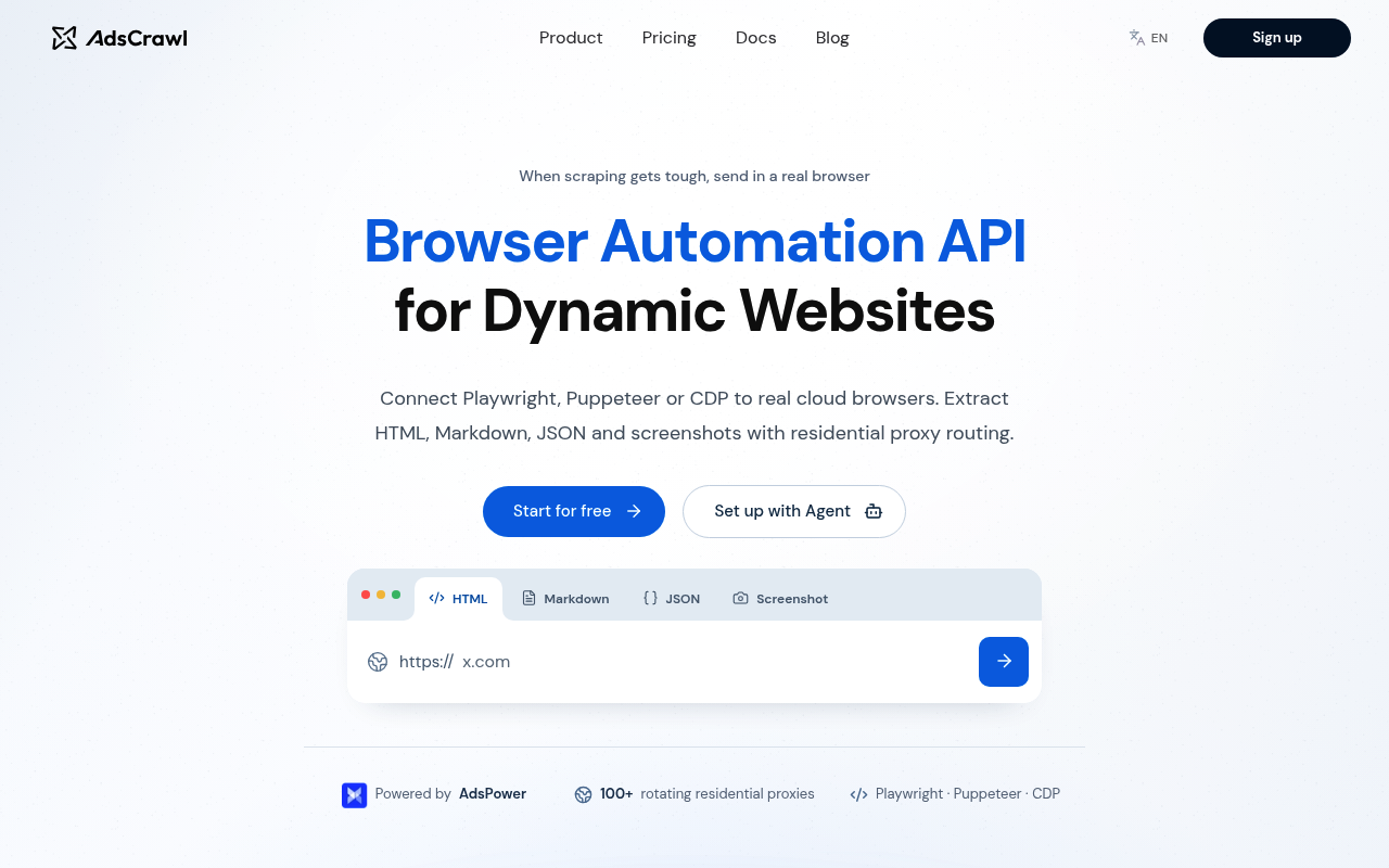 AdsCrawl website screenshot