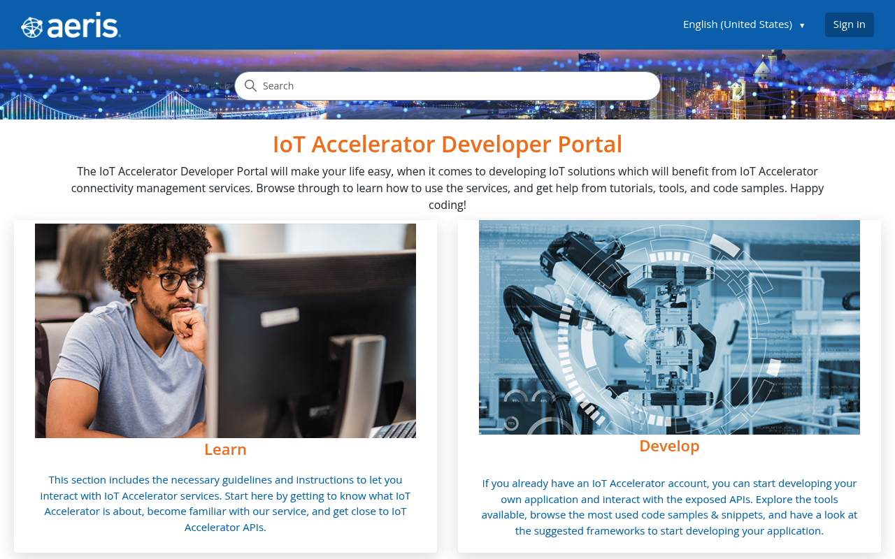 Aeris website screenshot