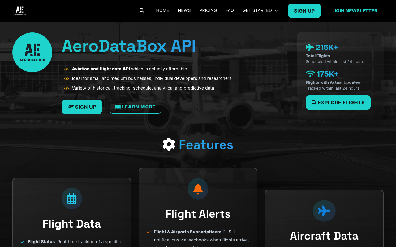 AeroDataBox website screenshot