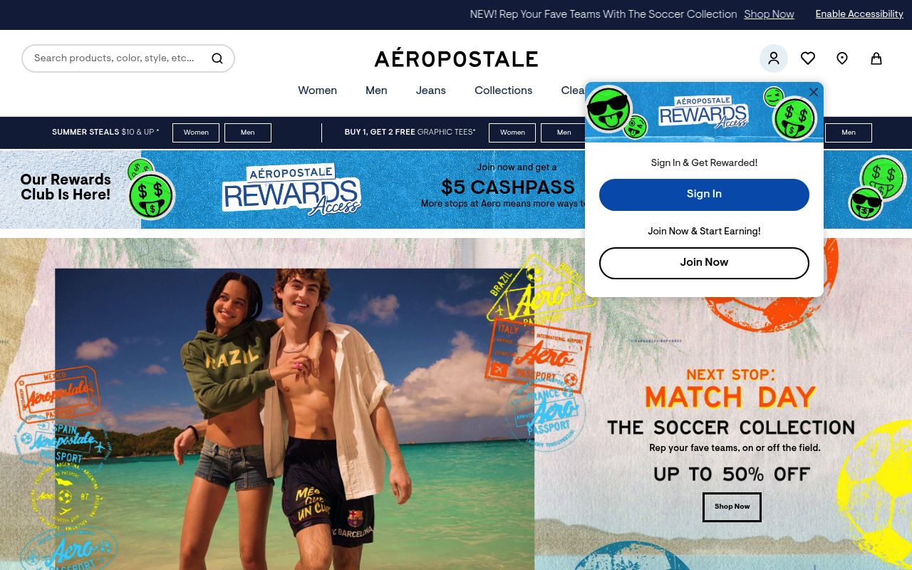 Aéropostale screenshot