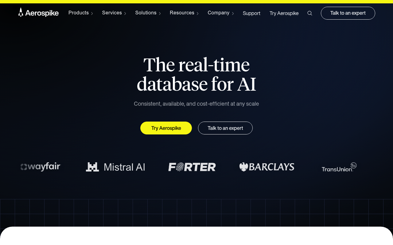 Aerospike website screenshot