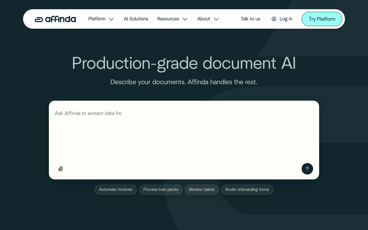 Affinda website screenshot