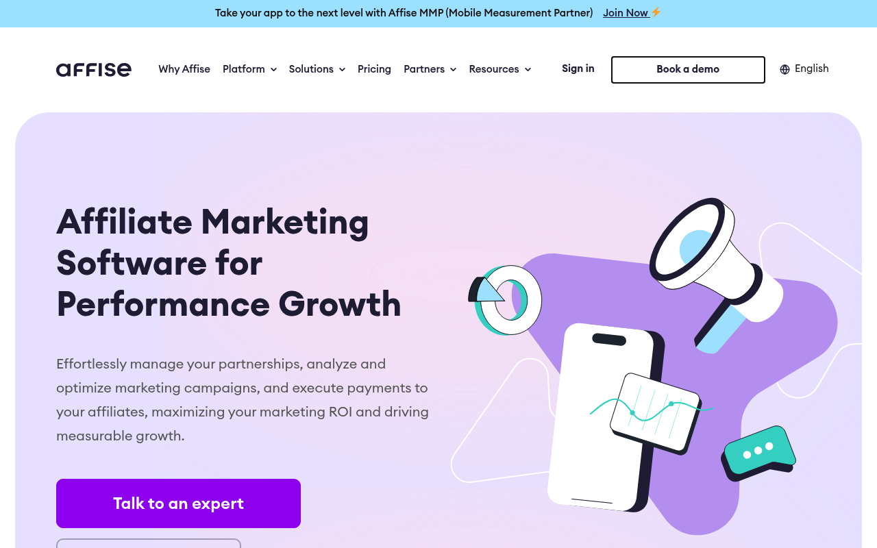 Affise website screenshot