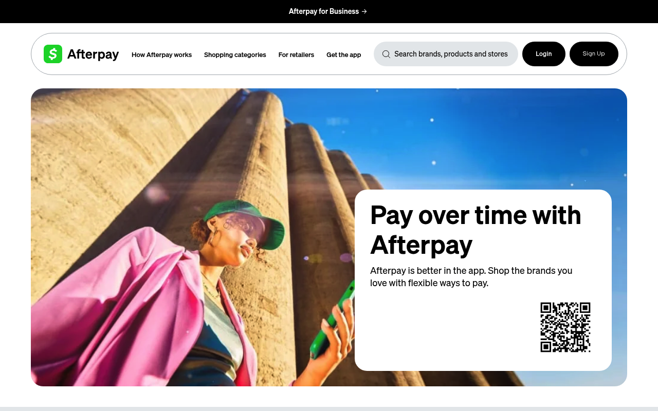 Afterpay website screenshot