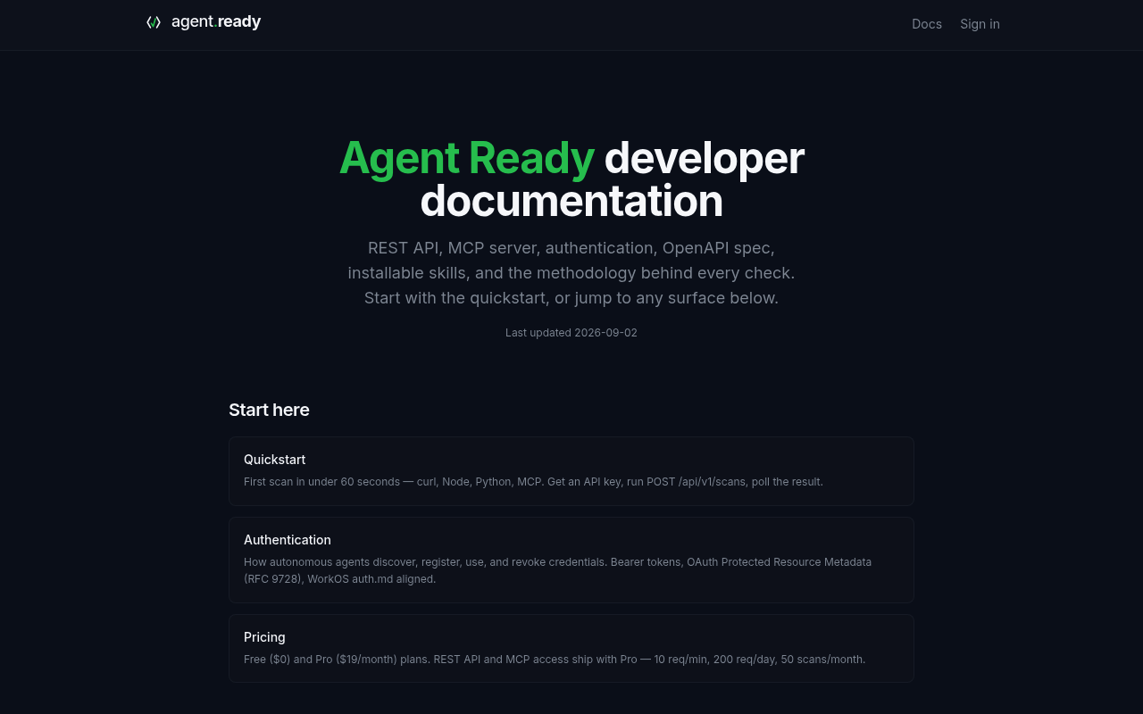Agent Ready website screenshot