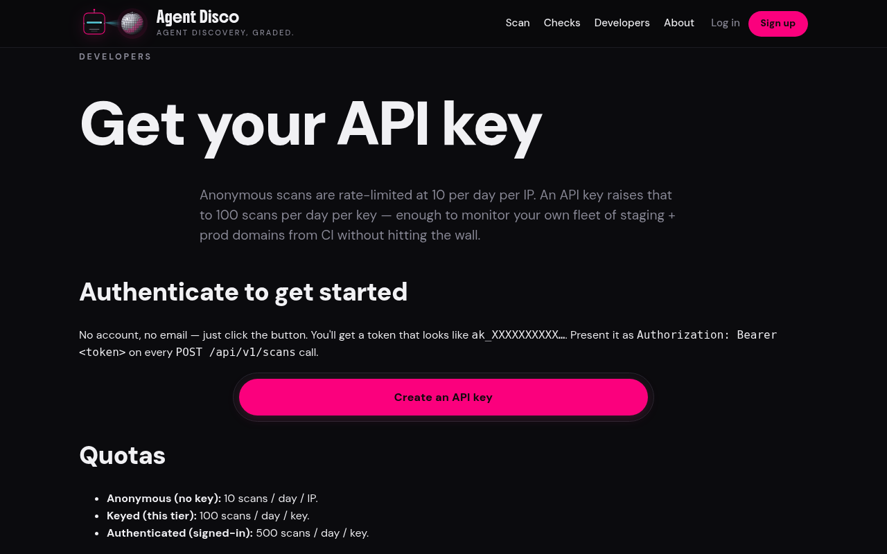 Agent Disco website screenshot