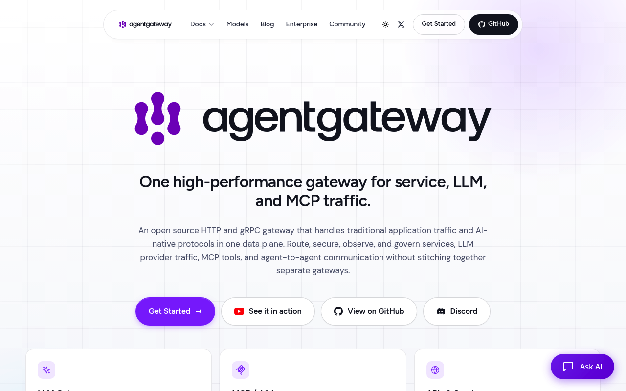 AgentGateway website screenshot