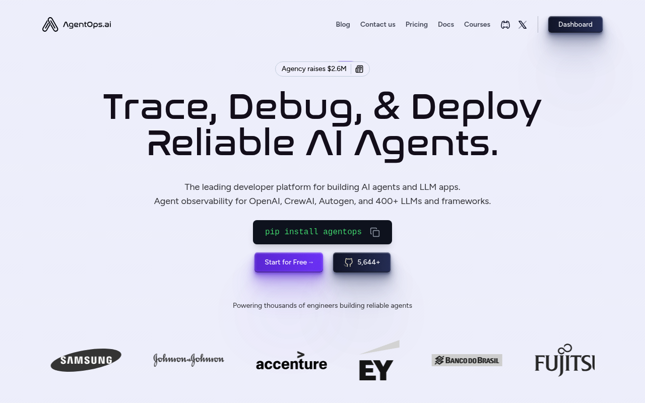 AgentOps website screenshot