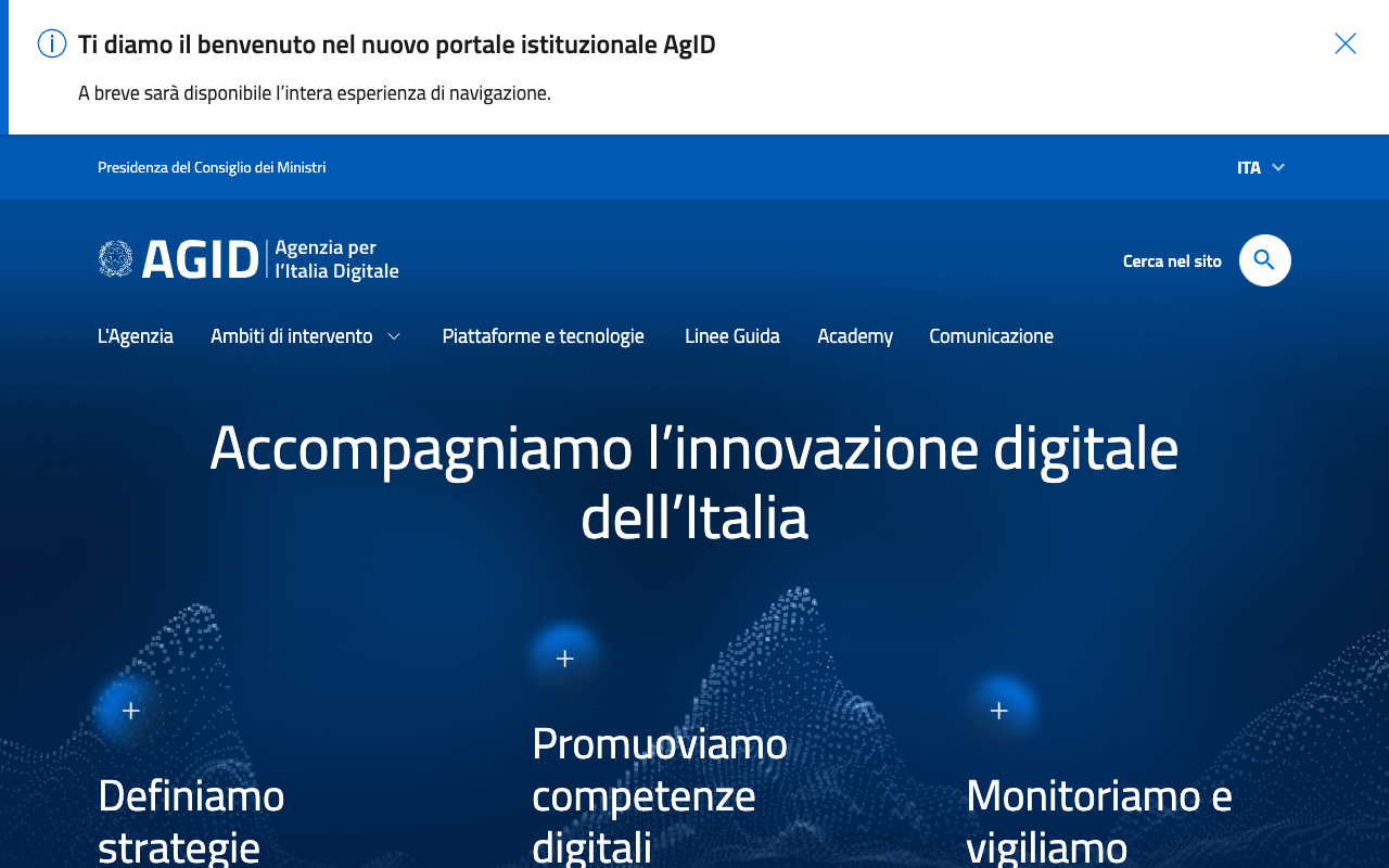 AgID (Agenzia per l'Italia Digitale) website screenshot