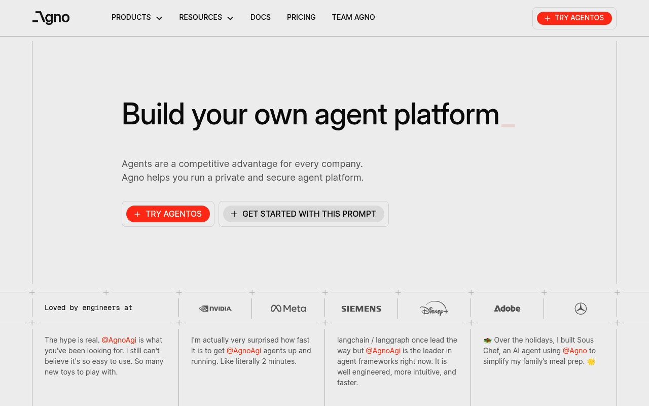 Agno website screenshot