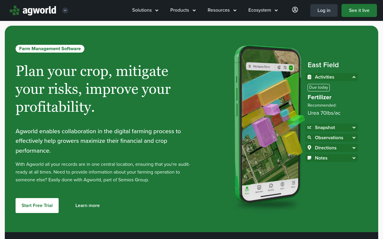 Agworld website screenshot