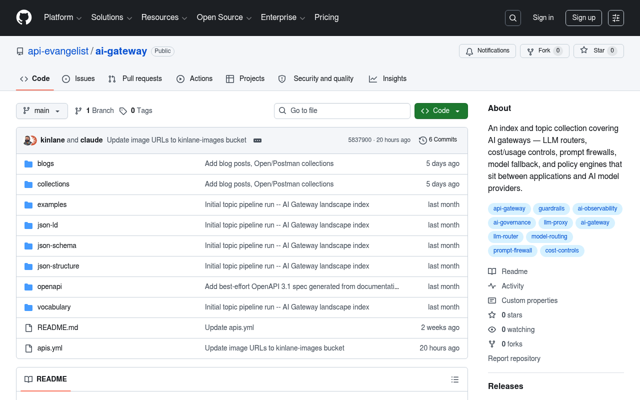 AI Gateway website screenshot