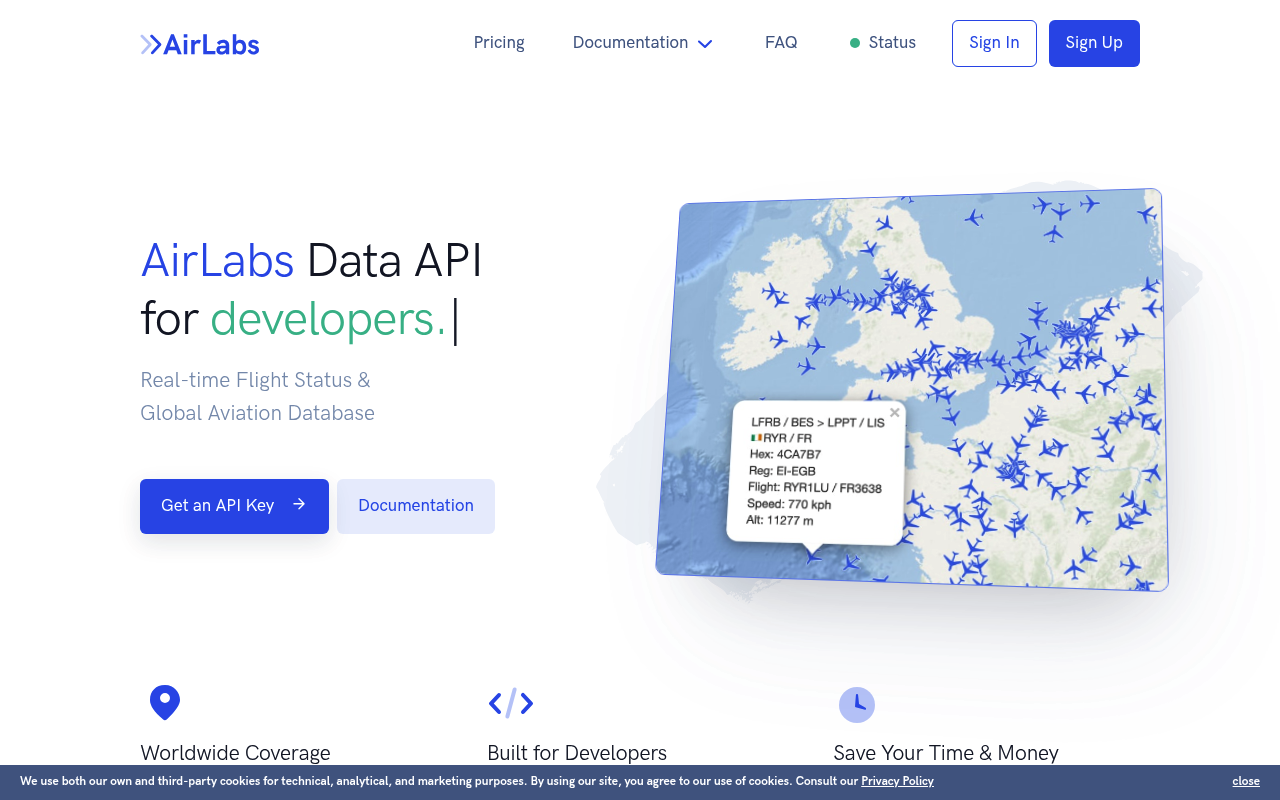 Airlabs website screenshot