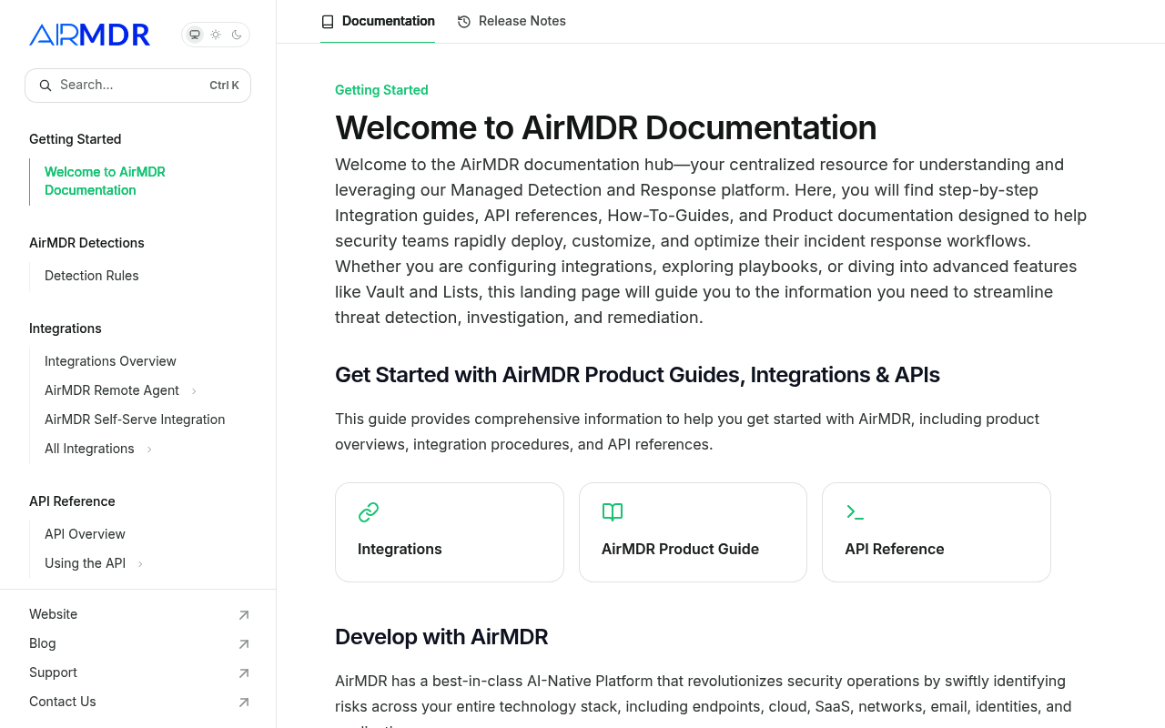 AirMDR website screenshot